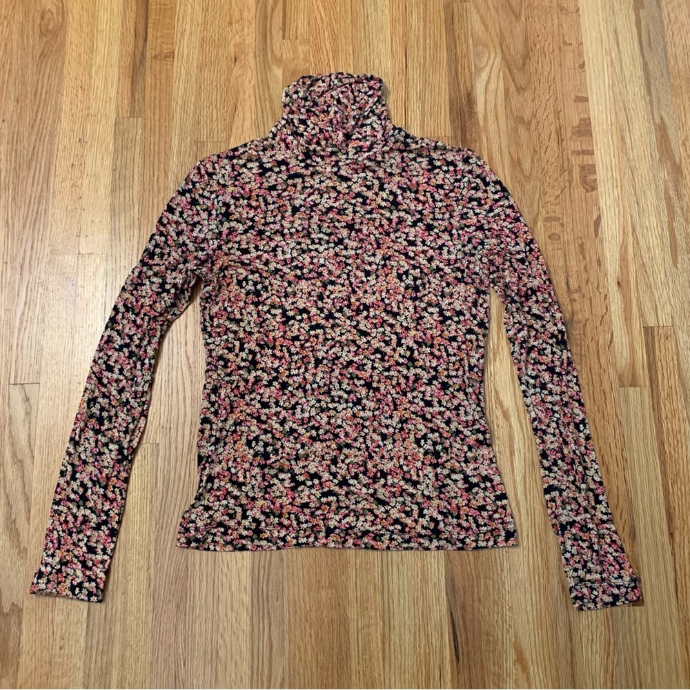 H&M Mesh Floral Turtleneck Size Small